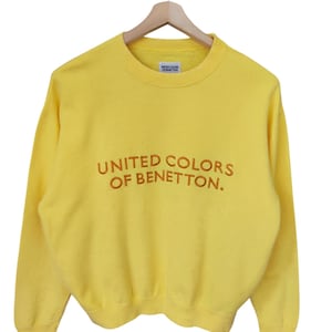 Vintage 90s Benetton Retro Sweatshirt United Color of Benetton classic logo 90s Wear Style Benetton Hip Hop yellow United Benetton Medium