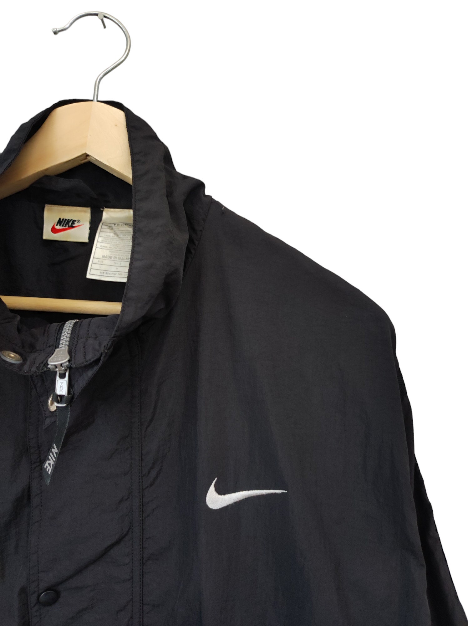 Vintage Nike Swoosh Nike 90s Black Jacket Nike Light Jacket Nike 