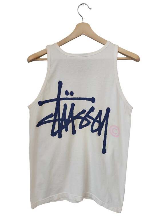 トップス 90s stussy pocket border tank top Stussy Wear Sleeveless Tee Shirt Mens XL Orange Pocket Tank