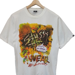 Vintage Stussy Y2K Stussy Klassische Stussy Customade N 2 Hemden weiß Rare Stussy thats Ma Name hip hop Stussy Made in USA-Medium
