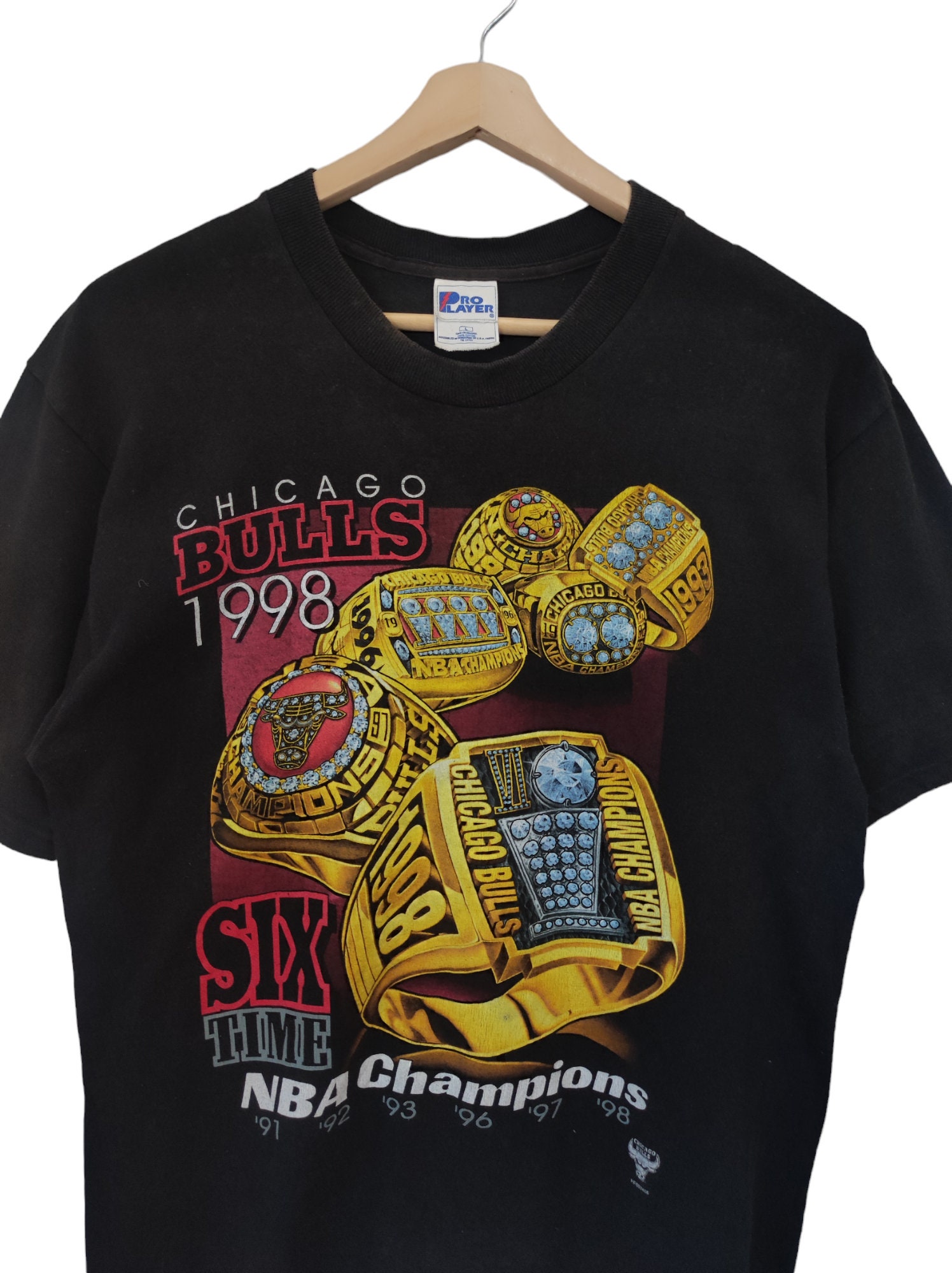 Vintage Chicago Bulls Pro Player 1998 Era Six Times NBA World
