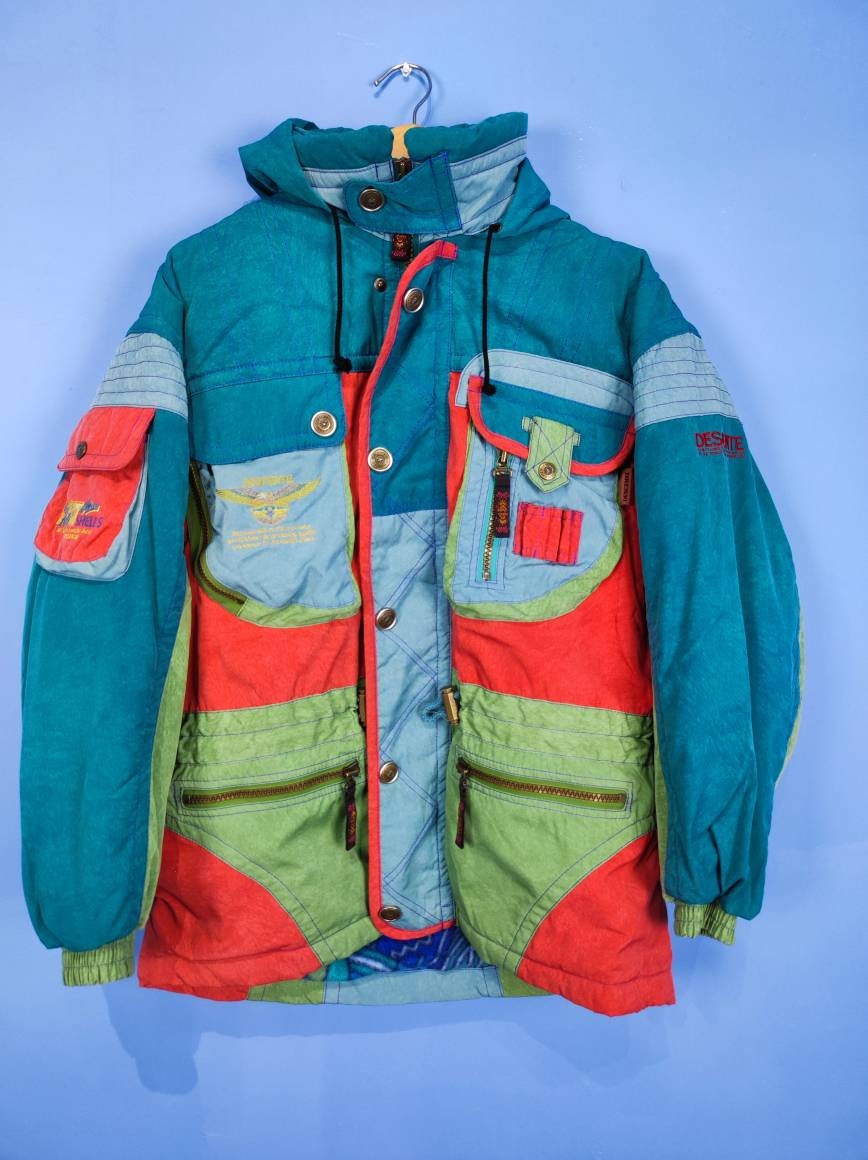Vintage 90s Blue Red Descente Embroidered Dream Catcher Ski Jacket L main image 1