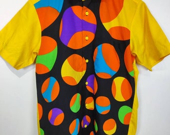 Vintage Kansai Yamamoto Kansai Uniform Shirt Vintage Kansai Graphic Japan Kansai Polka Dot Shirt Kansai Yamamoto Hawaiian shirts retro