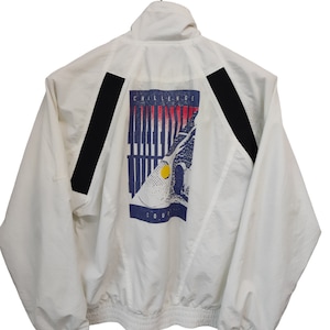 Vintage 80&#39;s NIKE Windbreaker Nike Challenge Court Casual Tennis Tribute Zipper White Jacket Nike Sportswear Tennis Jacket size Medium