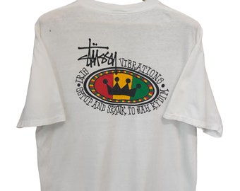 Rare Vintage 90's Stussy Feelin Irie Rasta Roots Vibrations Tribe