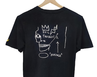 Vintage Jean MICHEL BASQUIAT Art Works T Shirt small 90s Jmb Basquiat shirts Evil though Pop Art Artwork Andy Warhol 80's white Size Small