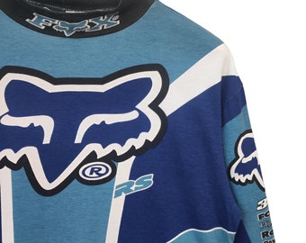 Vintage 90's Fox Racing Team Motocross Blue Long Sleeve
