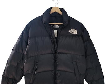 Mens Vintage the North Face 600 Down Nuptse Black Gray Hooded