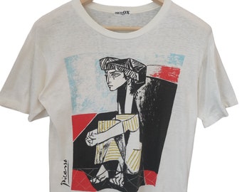 Vintage Pablo Picasso Jacquieline with crossed hand Painting Art work Original Picasso painting Picasso 90s t shirt Picasso New York