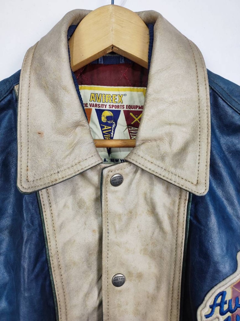 Vintage Avirex Varsity Sioux Falls NFL Läderjacka NFL Avirex Fotboll NFL Tillverkad i USA bild 5