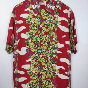 Vintage Toyo Enterprise Hawaiian Sun Surf Floral Key Graphic Garden Scenery  Japan Hawaiian Shirts