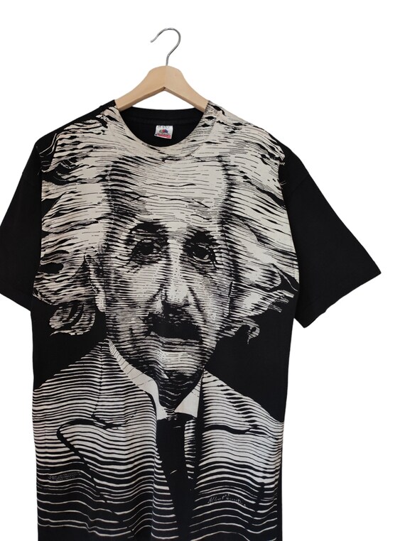 Vintage Albert Einstein All Over Print AOP T-shirt 90s Size XL