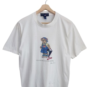 Vintage 90&#39;s Polo Bear Polo Ralph Lauren Bear Polo Ladies Kite games windy season Polo Street wear Sportswear Outdoor polo bear usa sz L