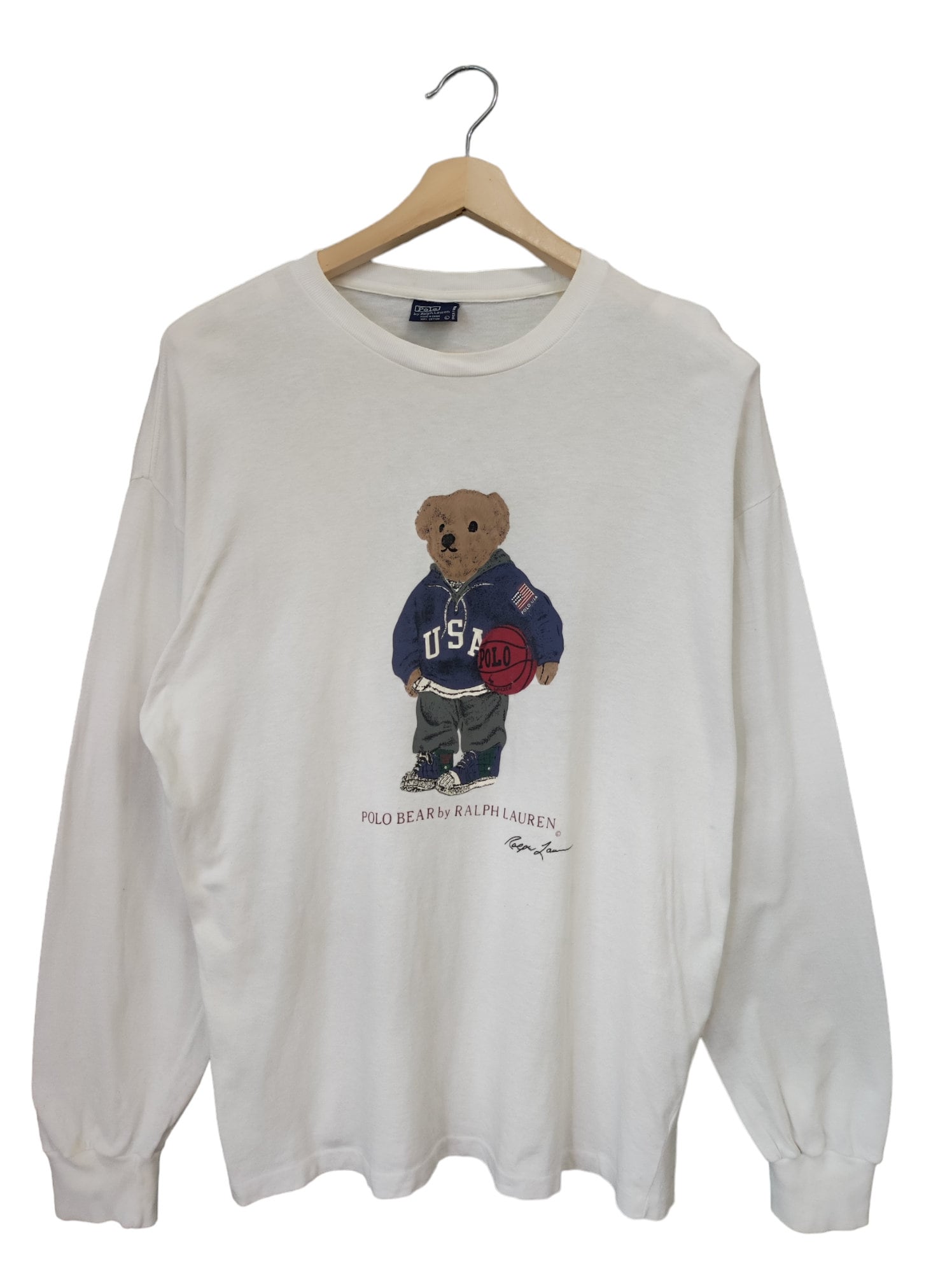 Vintage 90 s Polo Bear Polo Ralph Lauren Bear Polo Basketball NBA Polo Street Wear Sportswear Outdoor Polo Bear Usa White Sz L Etsy UK