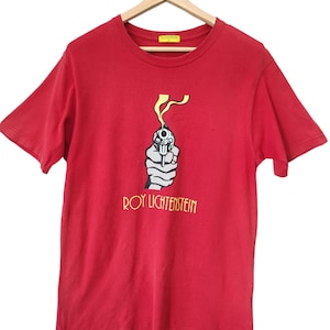 Vintage Roy Lichtenstein Pop Artist Roy Lichtenstein Pull the Trigger of the Guns T-shirt Roy Lichtenstein Red Sun Faded pop art storlek XL