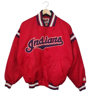 Vintage 90s Starter Cleveland Indians MLB Baseball USA Diamond collection satin bombers jacket vintage starter size Medium