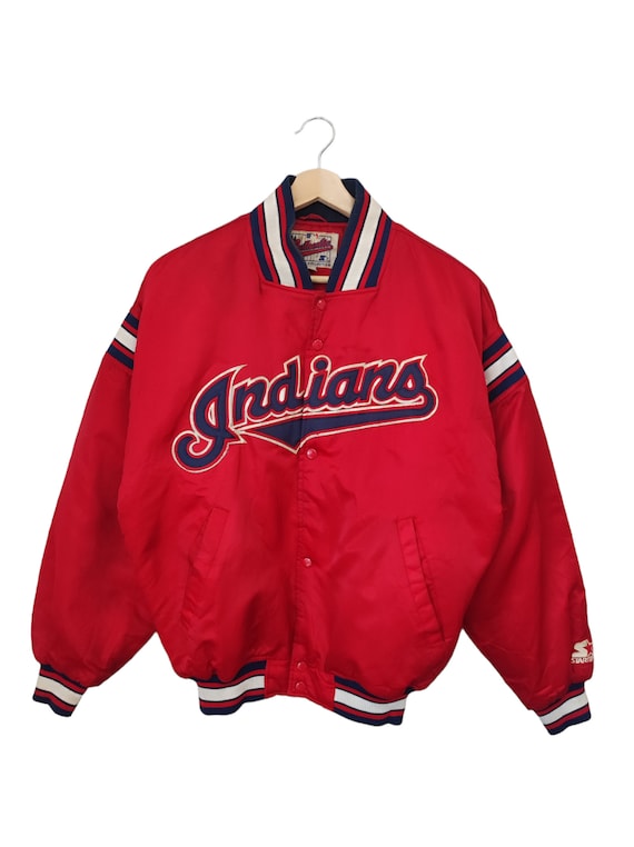 90s MLB インディアンズ STARTER 刺繍ロゴウォームアップジャケット Vintage 90s Starter Cleveland Indians MLB Baseball USA Diamond