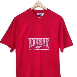 Vintage 90s Reebok UK Sportswear Logo Reebok box logo Reebok Light red relaxing shirt Small Reebok sports street wear out wear sports