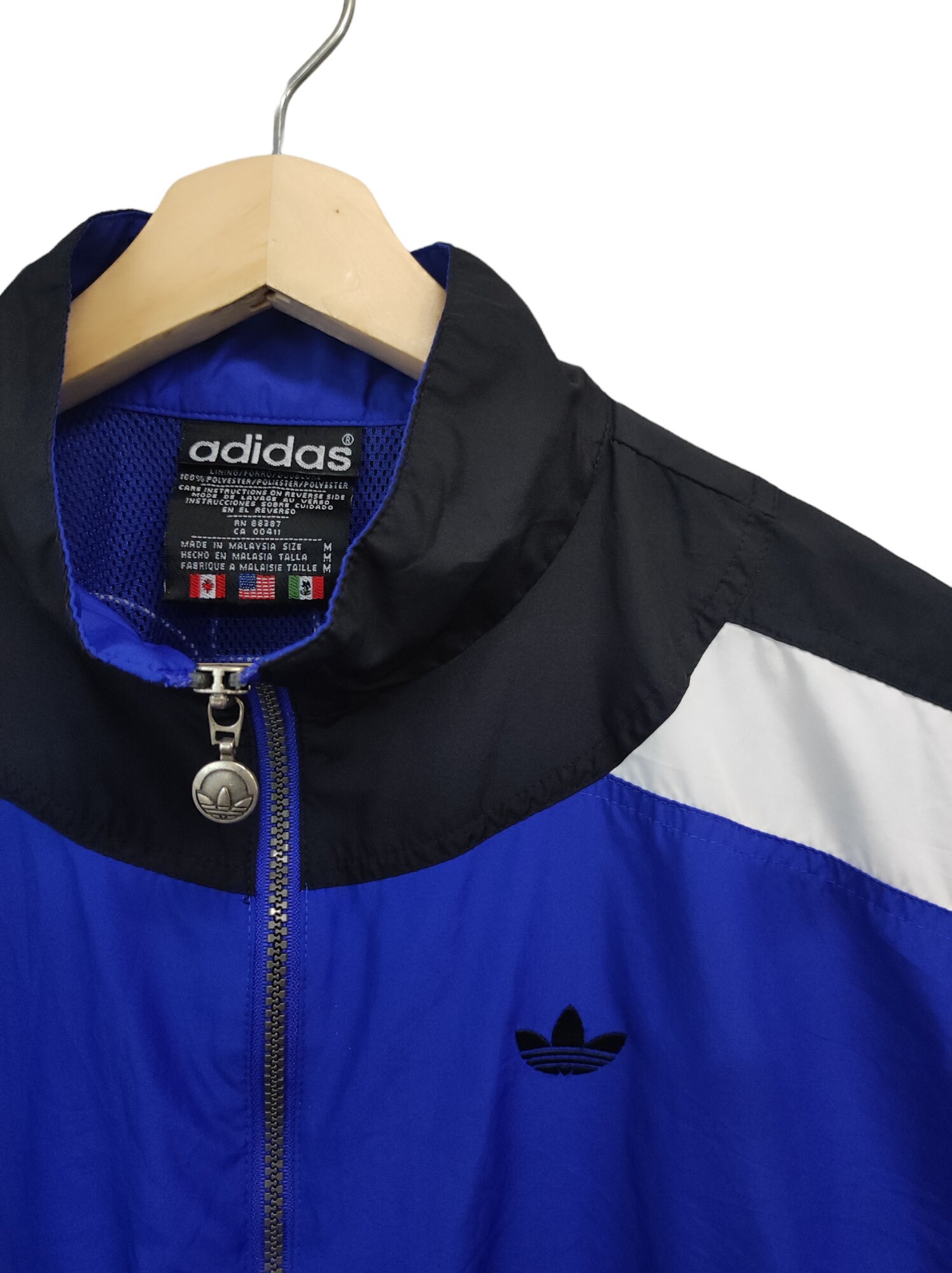 Vintage 90s ADIDAS Trefoil Adidas Tri Color Windbreaker Jacket Adidas 3 ...