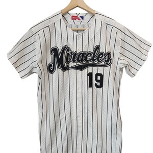 Vintage Mizuno Miracles Nippon Baseball Jersey Vintage Jalan Baseball 19 Ikeda Japan USA Stripes Jersey 90s  vintage Mizuno made in Japan