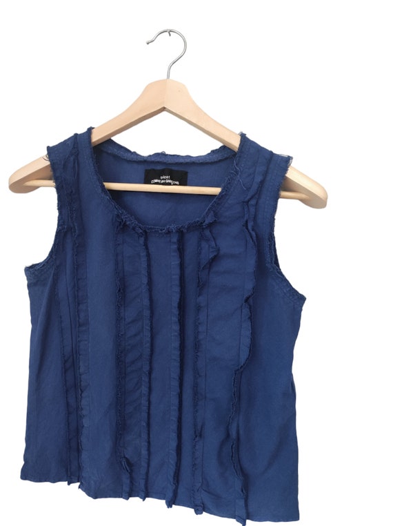 AD 2000 Tricot Comme Des Garcons Dyed Wrinkle Pleasted Front Blue