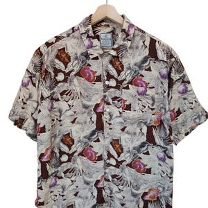 Vintage Schiatti Vintage 80's Hawaiian Shirt Medium Aloha Beach Sea Shells snails Shirt Surf Usa Rayon Shirt Size M Japanese Hawaiian shirt
