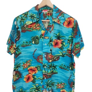 80s Vintage Decode Collection Japan Hawaiian open collar shirts 100%  rayon Shirt Waipahu hawaii Aloha Fiji paradise pacific Vintage Medium