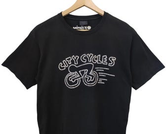 Vintage 90s Keith Haring POP SHOP haring USA x vintage haring cycling pop art scene graphic black XLarge size haring city cycles save earth