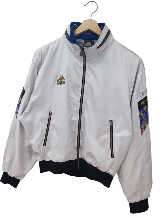 91～92”Kappaビンテージ サッカージャージ2 Lブラック/ホワイト Vintage 90s Original KAPPA Side Taped Kappa Italia Light