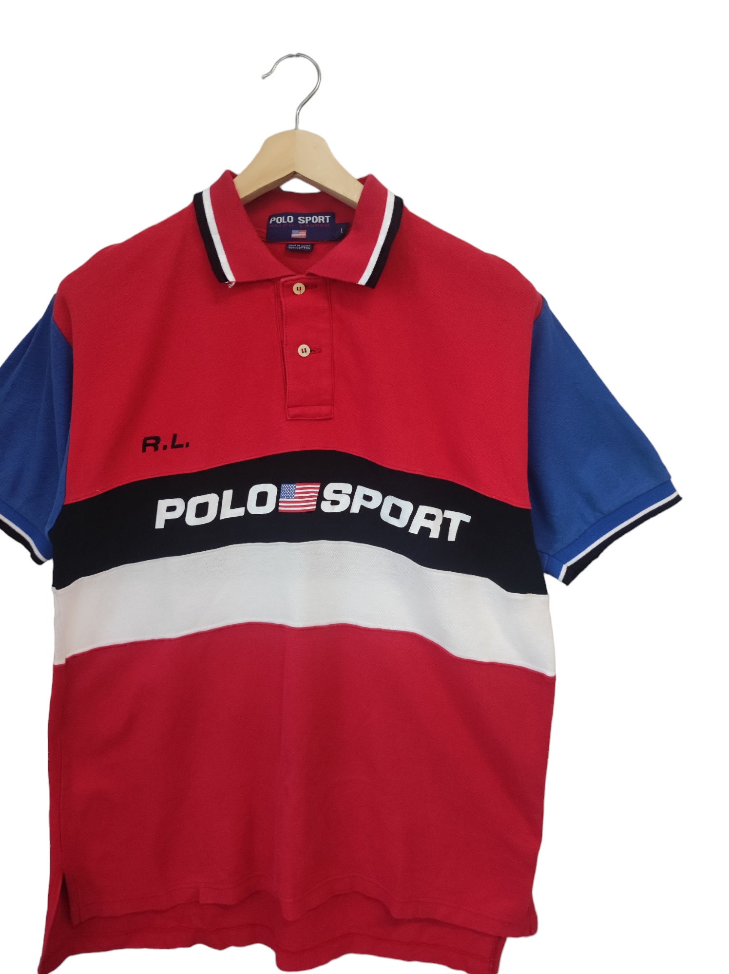 Vintage 90s Polo Ralph Lauren Shirt Polo Sport Polo Spell Out Logo