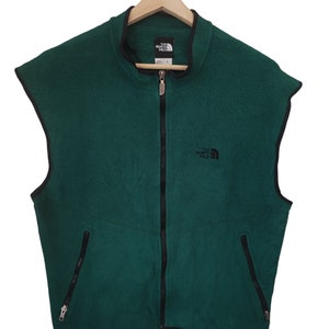 Vintage 90s The North Face Green sleeveless TNF Fleece The North Face Vest Jacket Fishing Hunting Jacket North Face Wear Large Mens USA