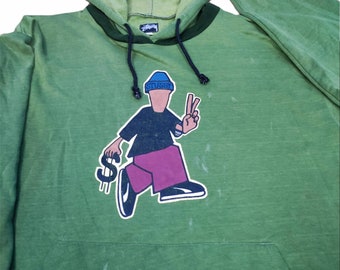 Stussy peace and love hoodie green hotsell