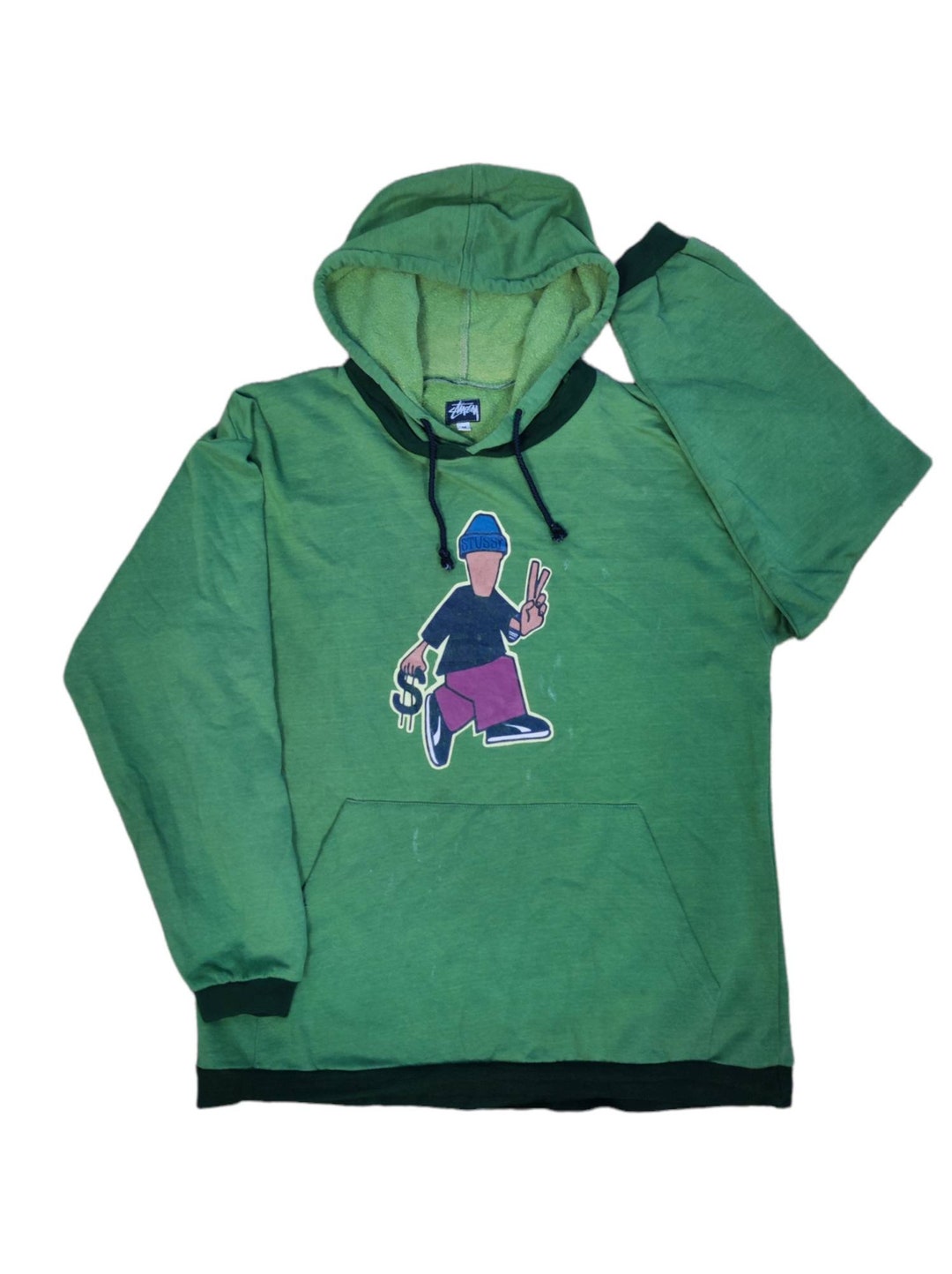 Vintage Stussy 80s Stussy Peace and Prosperity Hoodie Green