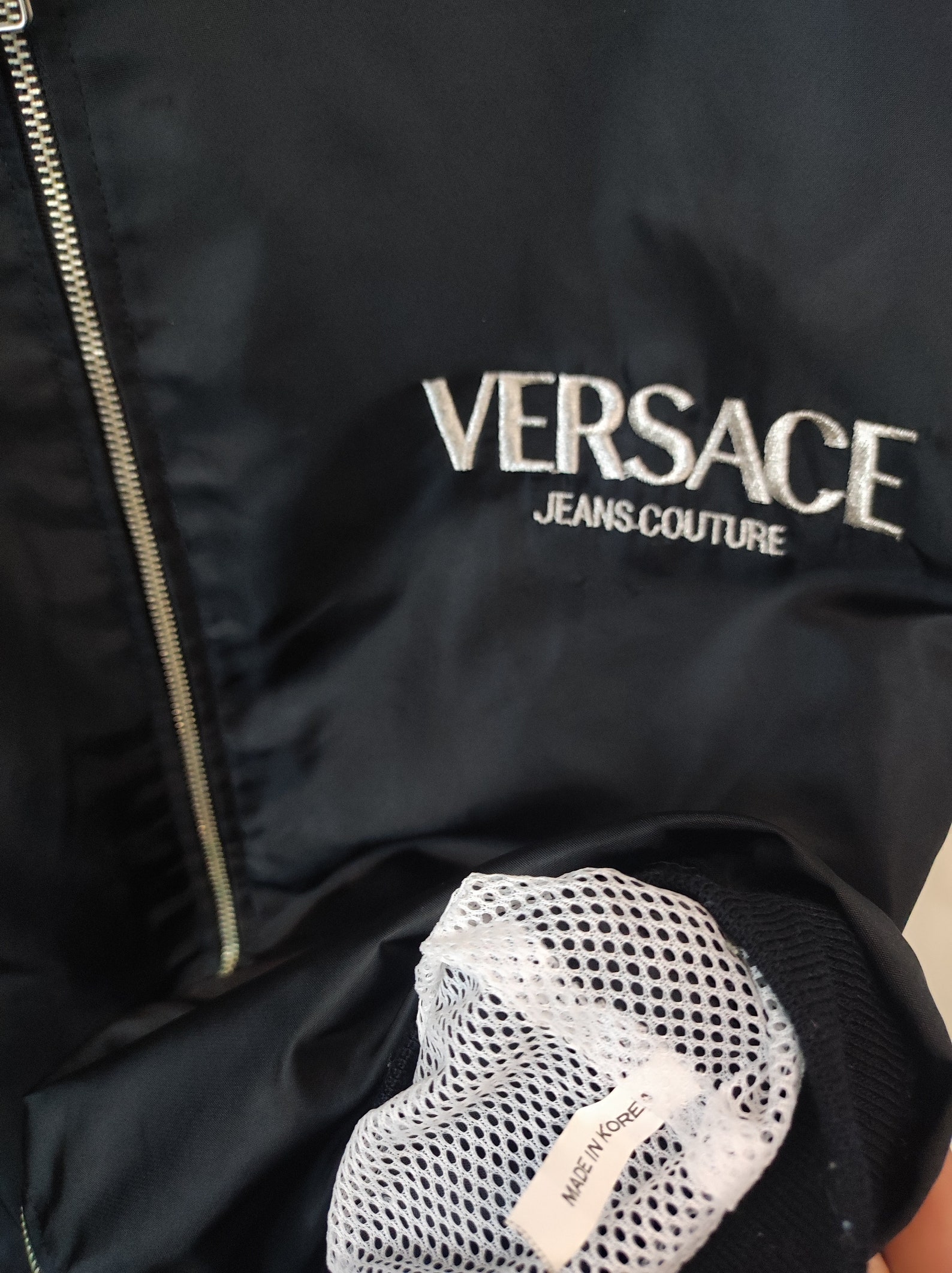 Vintage VERSACE CLASSIC Size XL Black & White Geometric Nylon Crew-Neck Pullover main image 1