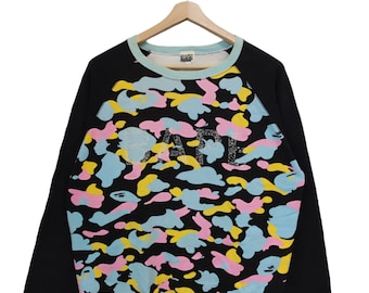 Sudadera vintage Bape × Nigo A Bathing Ape Algodón de azúcar Nowhere co Bathing Ape El mono nunca matará al mono Sudadera Bape hecha en Japón L