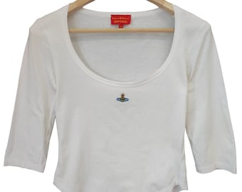 Vintage Vivienne Westwood Crop Top Embroidery Orb Tree t shirt Vivienne Westwood Red Label Made in Japan Medium