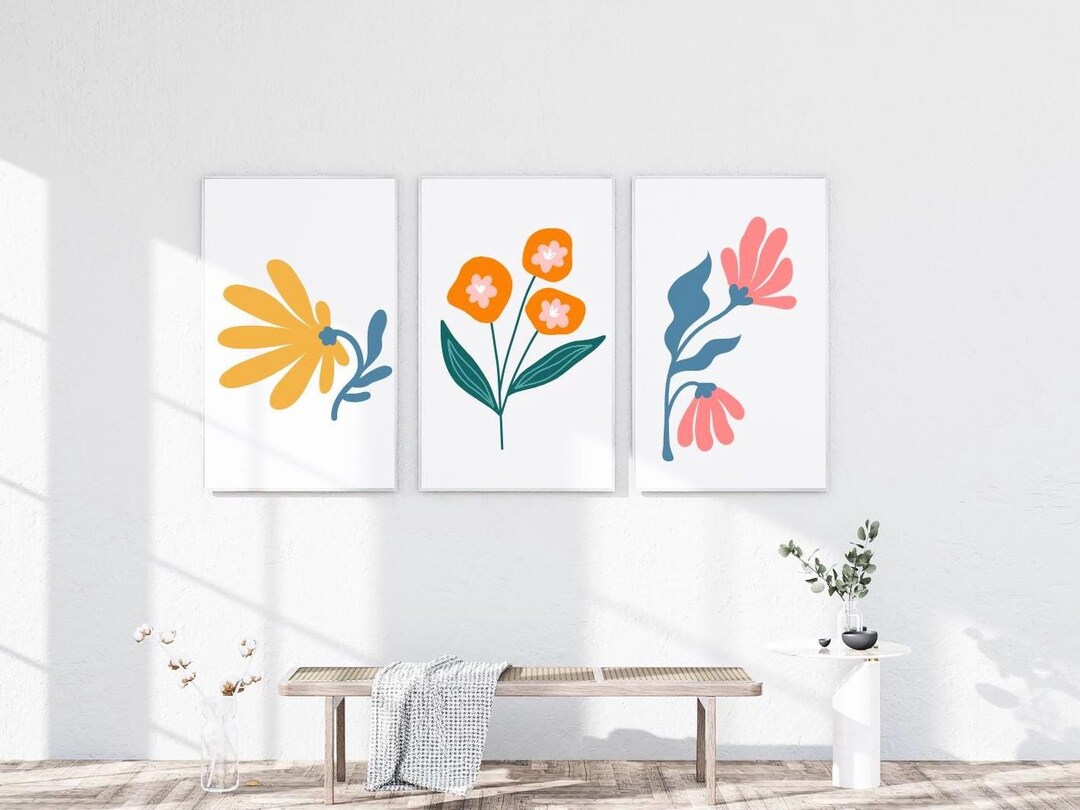 Modern Floral Wall Art Printable Set – Abstract Botanical Prints ...