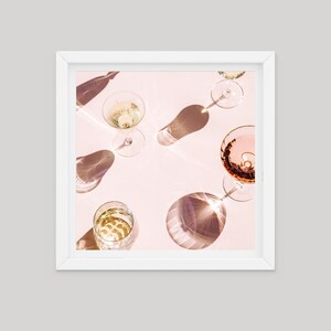 Champagne Wall Art - Cocktail Wall Art - Blush Art Print - Blush Wall Art - Wine Wall Art - Feminine Blush Art - Cocktail Art Print