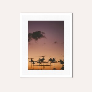 Palm Trees Art Print - Tropical Wall Art - Oahu Wall Art - Beach House Art - Hawaii Palm Trees - Hawaii Sunset Print - Boho Tropical Print