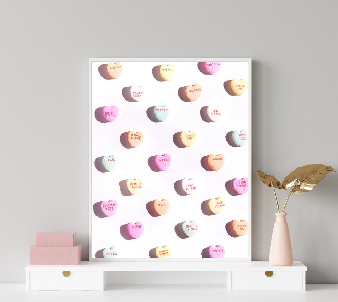 Candy Hearts Art Print Sweethearts Wall Art Girls Room Art Valentines