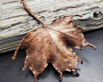 Copper plated Maple leaf. Copper electroformed. Turning real leaves into copper art.