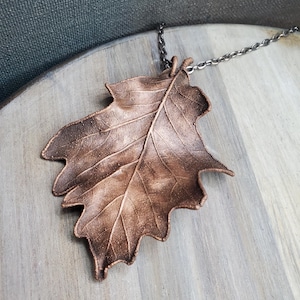 Copper Oak Leaf pendant. Real Electroformed Leaf necklace with a 24 inch chain.