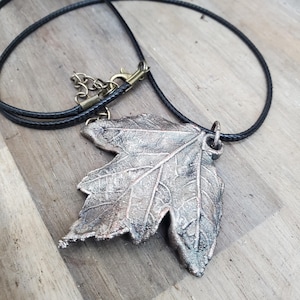 Copper Electroformed Maple Leaf pendant / with silver plating, made with a Real leaf