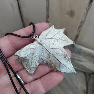 Copper Electroformed Sycamore Leaf pendant / with silver plating, made with a Real leaf