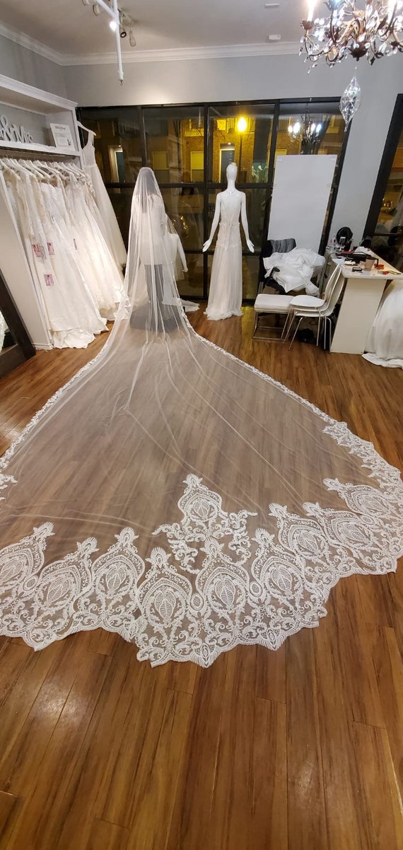 Cathedral Length Veil embroidery Lace and Swiss Tulle 237 | Etsy