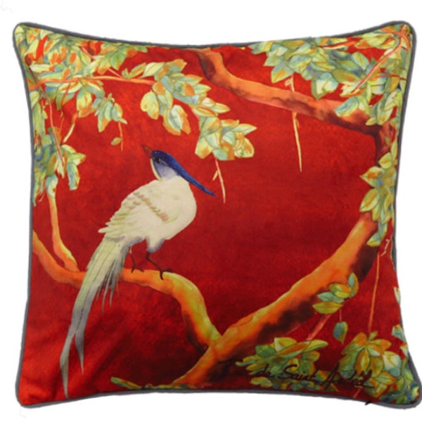 Velvet cushion cover 18X18 painted by the artist Ina de saint Andéol. This decorative cushion is trendy. Perfect for your interiors.