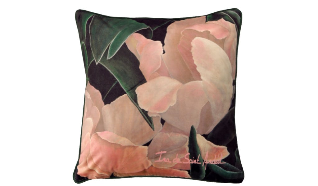 Housse de Coussin Velours 45x45cm Peinte Par L'artiste Ina Saint Andéol. Coussin Décoration Cocoonin