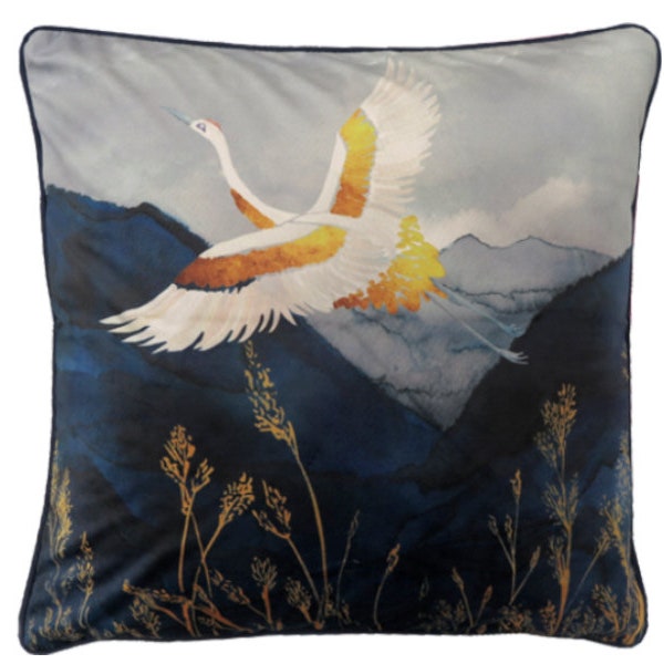 Velvet cushion cover 18X18" painted by the artist Ina de saint Andéol. This decorative cushion is trendy. Perfect for your interiors.