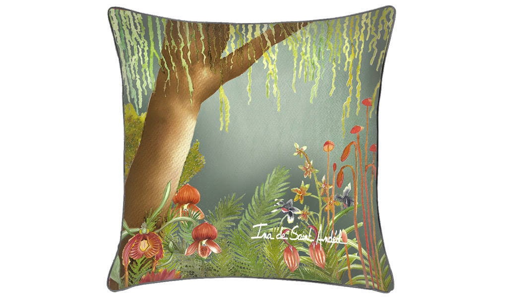 Housse de Coussin 45x45, Imperméable et Tendance Peint à La Main Par L'artiste Ina Saint Andeol. Par