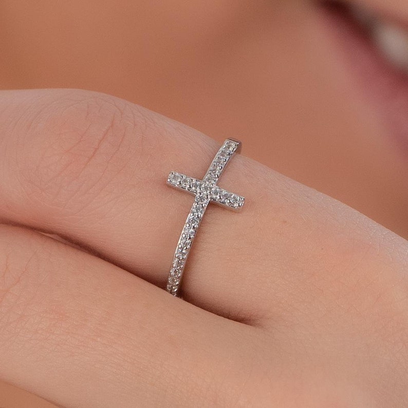 Sterling Silver Cross Ring Faith Ring Religious Ring Etsy